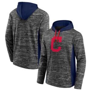 Men’s Cleveland Guardians Fanatics Instant replay Pull Over Hoodie Charcoal/Blue
